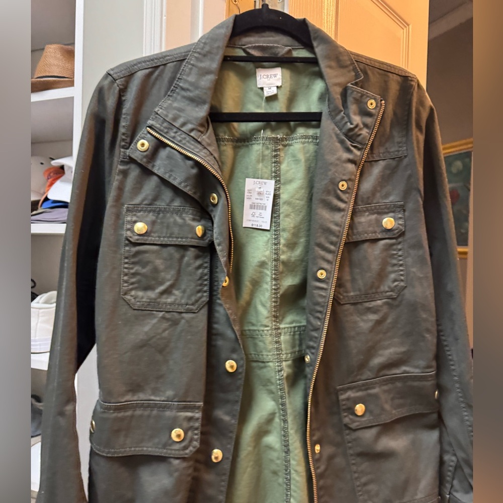 J. Crew women’s Military Green Jacket with Gold Buttons